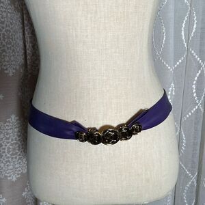 Vintage purple Belt with metal gold buckle
